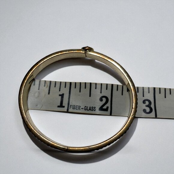 Henri Bendel Gold-Tone Hinged Bangle Black Enamel & Center Stone Accent - Picture 5 of 5